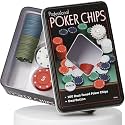 Storio Casino Style Poker Chips Set, 100 Pieces, with Dealer Button, Tin Case