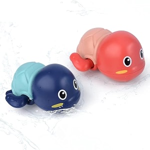storio cute swimming baby water turtle bath toys for toddlers  set of 2  turtle toy  1-3 floating wind up for 1 2 3 4 5 year old boy girl new born baby bathtub water