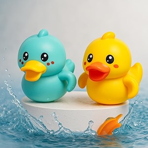 storio duck bath toys floating water squirting set of 2 bpa-free bathtub toys for babies and toddlers multicolour