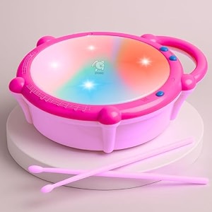 storio flash drum toy for kids with 2 mallets  battery operated musical learning with 3d lights amp sounds  educational toy for 2-6 year old boys amp girls  multicolor toddler drum set - princess