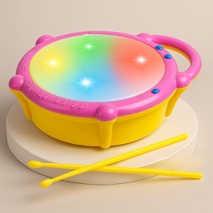 storio flash drum toy for kids with 2 mallets  battery operated musical learning with 3d lights amp sounds  educational toy for 2-6 year old boys amp girls  multicolor toddler drum set