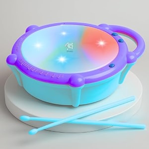 storio flash drum toy for kids with 2 mallets  battery operated musical learning with 3d lights amp sounds  educational toy for 2-6 year old boys amp girls  multicolor toddler drum set - frozen