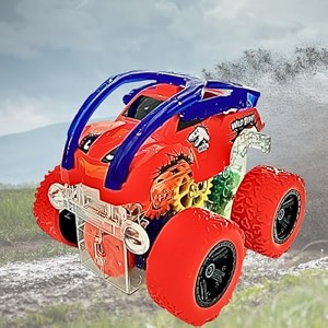 storio friction powered mini monster truck with lights toys for kids car toy for baby push amp go toys 4wd monster truck for boys amp girls multi color