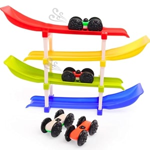 storio 5 in 1 ambulance truck toy for kids 3-5 years boys girls  transport carrier vehicle set with police car fire truck helicopter  friction powered light sound toys for 3 4 5 6 7 8 9 years