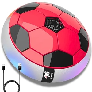 storio rechargeable hover football toy for kids  indoor floating air soccer ball with led lights  electric hover ball game for boys  birthday gift for ages 310 years - red