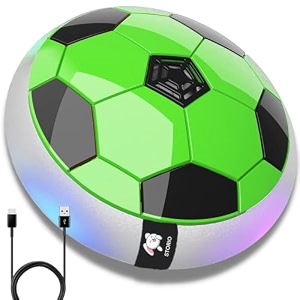 storio rechargeable hover football toy for kids  indoor floating air soccer ball with led lights  electric hover ball game for boys  birthday gift for ages 310 years - green