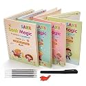 Storio Sank Magic Practice Copybook, (4 Book + 10 Refill+ 2 Pen +2 Grip) Number Tracing Book for Preschoolers with Pen, Magic Calligraphy Copybook Set