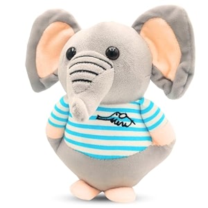 storio soft animal plush elephant toy 20cm grey and blue
