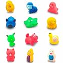 Storio Super Cute Animals Swimming Water Toys Non-Toxic,BPA Free Colorful Soft Rubber Float Squeeze Sound Squeaky Bathing Toy for Baby Chu Chu Toy Set of 12