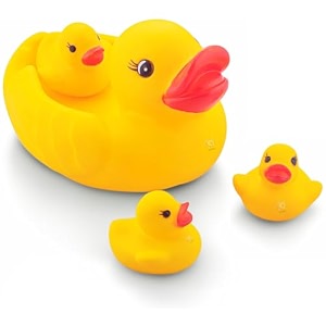 storio super cute duck family animals swimming water toys non-toxicbpa free colorful soft rubber float squeeze sound squeaky bathing toy for baby chu chu toy set of 4 1 duck  3 ducklings