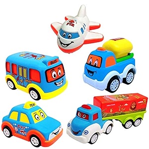 storio unbreakable pull back vehicles push and go crawling toy for kids amp children power friction cars for 3 years old boysgirls - set of 5 - multicolor