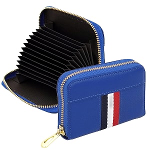 storite 12 slot pu leather credit debit card holder wallet money zipper coin purse for men amp women - blue1075 x 8 x 25 cm