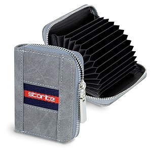 storite 12 slot pu leather credit debit card holder bluestrip wallet zipper coin purse for men amp women - grey 105 x 75 x 2 cm