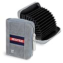 Storite PU Leather 12 Slots RFID Card Holder Wallet, Grey - Tricolor Strip