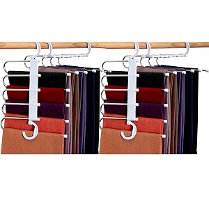 storite 2 pack 5 in 1 stainless steel foldable clothes hanger multi-layer