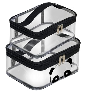 storite 2-set multipurpose transparent travel pouch makeup toiletry kit bag cosmetic pouch for women makeup organizer bag plastic box vanity shaving kit toiletry bag for men 235x155x10 cm