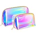 Storite 2-Set Multipurpose Transparent Travel Pouch Makeup Toiletry Kit Bag, Cosmetic Pouch for Women Makeup Organizer Bag Plastic Box Vanity, Shaving Kit Toiletry Bag for Men (23.5x15.5x10 cm)