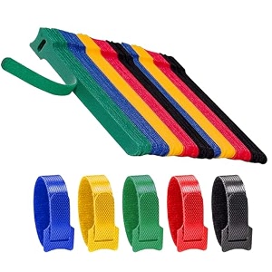 storite 20 piece cable organizer hook amp loop tape-wirecord holder management strap-reusable hook amp loop ties for pc tv desk wfh accessories 6 inchmulti colour