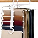Storite 5 in 1 Stainless Steel Foldable Hangers for Clothes Hanging Multi-Layer Multi-Purpose Pant Hangers for Wardrobe Multipurpose Foldable Clothes Hanger - White (Pack of 1)