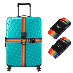 storite 2 pack luggage strap belt with number lock rainbow