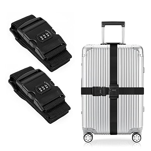 storite 2 pack luggage strap belt with number lock black