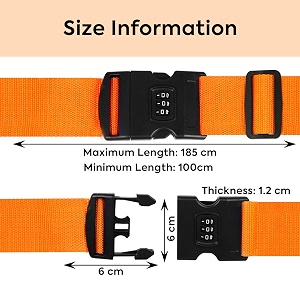 storite 2 pack luggage strap belt with number lock orange