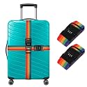 Storite 2 Pack Luggage Strap Belt with Number Lock (Rainbow)
