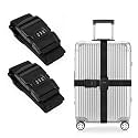 Storite 2 Pack Luggage Strap Belt with Number Lock (Black)
