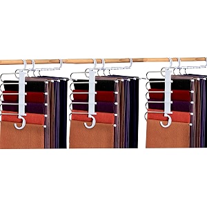 storite 3 pack 5 in 1 stainless steel foldable clothes hangers multi-layer