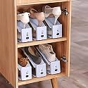 Storite 6 Pack Plastic Shoe Slots Organizer Space Saver Double Deck Shoe Rack Adjustable Shoe Slots for Closet Organization (27.3X9.7X7.7Cm, Purple)