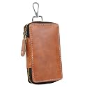 Storite PU Leather Large Key Case Pouch Wallet Keychain Key Holder with 6 Hooks Zipper Closure