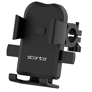 storite silicone mobile holder for bike for maps and gps navigation bike mobile holder with one click locking firm gripping anti shake and stable cradle clamp with 360 rotation phone mount