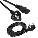 Storite 2 Pack 1.5 Meter IEC Mains Power Cable India Plug Kettle Lead Cord For Desktop PC / Monitor / SMPS / Printer - Black