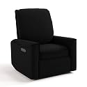 Storkcraft Santos Deluxe Power Recliner Swivel Glider, Black Boucle