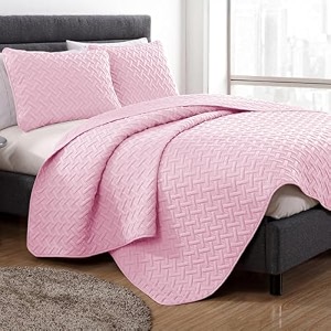 storyhome quilted bedspread for king size bed  400 tc bedcovers for king size  bed cover  quilted bedsheet with 2 pillow cases  250x225 cm 100 cotton ultrasonic quilting - pink