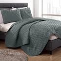 Story@Home Quilted Bed Cover King Size Bed | 400 TC Bedspread | Quilted Bedsheet | Bedcover for Double Bed Cotton with 2 Pillow Cases | 250x225 CM 100% Cotton Bedsheet - Grey
