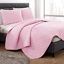 Story@Home Quilted Bedspread for King Size Bed | 400 TC Bedcovers for King Size | Bed Cover | Quilted Bedsheet with 2 Pillow Cases | 250x225 CM 100% Cotton Ultrasonic Quilting - Pink