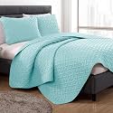 Story@Home Quilted Bed Cover King Size Bed | 400 TC Bedspread | Quilted Bedsheet | Bedcover for Double Bed Cotton with 2 Pillow Cases | 250x225 CM 100% Cotton Bedsheet - Mint Green