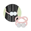 Story@Home Magnetic Curtain Tiebacks - Door Window Curtain Tie Backs for Home, Office | Decorative Rope Clip Holdbacks Classic Tiebacks Pearl Design |16.5 Inch | Baby Pink | Set of 4
