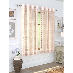 storyhome fancy sparkling beautiful sheer strip hanging net 2 piece polyester window curtain set 2 pieces 5 feet cream