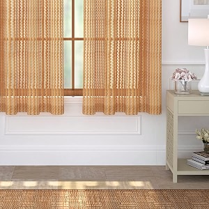 storyhome 5 feet long stripes window curtain for living room bedroom kitchen 46 inch x 60 inch golden set of 2