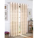 Story@Home Sheer Door Curtains Linen Look Semi Transparent Voile Grommet Elegance Curtains for Living Dining Room, Bedroom Drapes (7 Feet, Set of 4 Panels, Cream)