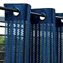 Story@Home Sheer Long Door Curtains Linen Look Semi Transparent Voile Grommet Elegance Curtains for Living Dining Room, Bedroom Drapes (9 Feet, Set of 4 Panels, Blue)