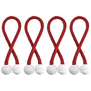 storyhome magnetic curtain tiebacks - door window curtain tie backs for home office  decorative rope clip holdbacks classic tiebacks pearl design 165 inch  cherry red set of 4