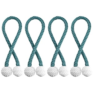 storyhome magnetic curtain tiebacks - door window curtain tie backs for home office  decorative rope clip holdbacks classic tiebacks pearl design 165 inch  ocean blue  set of 4
