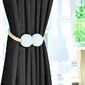 Story@Home Magnetic Curtain Tiebacks Clips - Door Window Tie Backs Holders for Home Office Decorative Rope Holdbacks Classic Tiebacks Pearl Design (Set of 2_Thick Cream)