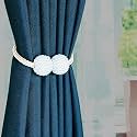 Story@Home Magnetic Curtain Tiebacks Clips - Door Window Tie Backs Holders for Home Office Decorative Rope Holdbacks Classic Tiebacks Pearl Design Set of 2, 16.5 Inch, Pearl White
