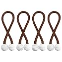 Story@Home Magnetic Curtain Tiebacks Clips - Door Window Tie Backs Holders for Home Office Decorative Rope Holdbacks Classic Tiebacks Pearl Design Set of 4, 16.5 Inch, Brown