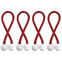 Story@Home Magnetic Curtain Tiebacks - Door Window Curtain Tie Backs for Home, Office | Decorative Rope Clip Holdbacks Classic Tiebacks Pearl Design |16.5 Inch | Cherry Red| Set of 4