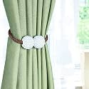 Story@Home Magnetic Curtain Tiebacks Clips - Door Window Tie Backs Holders for Home Office Decorative Rope Holdbacks Classic Tiebacks Pearl Design Set of 2, 16.5 Inch, Brown